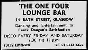 The One Four Lounge 14 Bath Street ad 1976